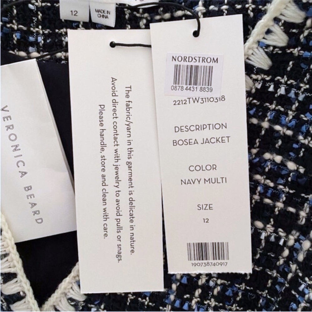 NEW Veronica Beard Bosea Tweed Cotton Blend Jacket Navy Multi 12 - Picture 16 of 17